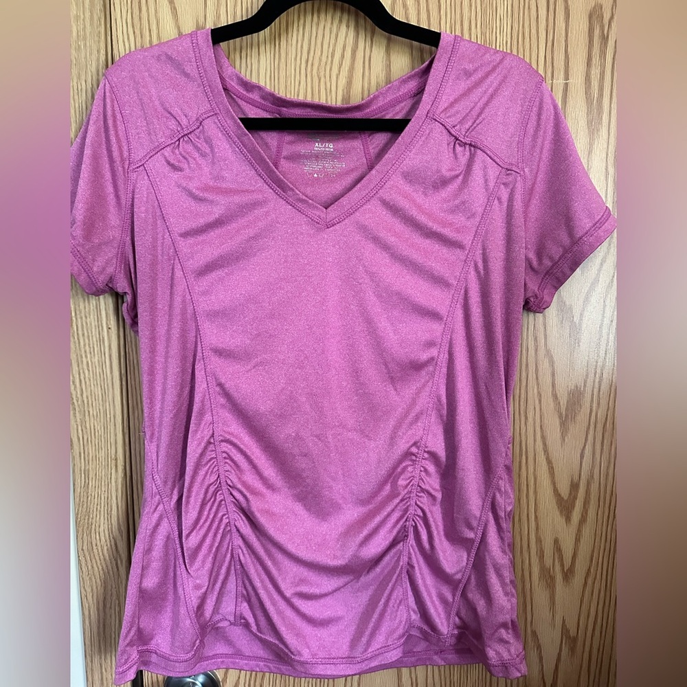 🍉ACX Active Athletic Pink Ruched Short Sleeve T-Shirt XL EUC